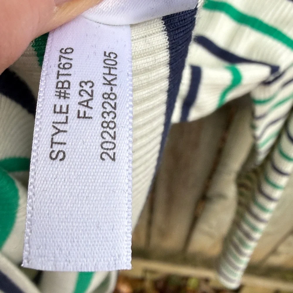 J. Crew Vintage Rib Turtleneck with Buttons BT676 Lisbon Stripe 16 XL